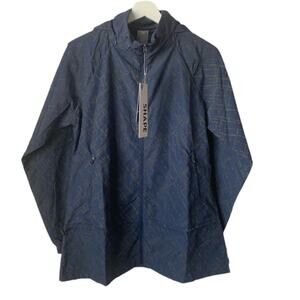 Shape Reflective Peplum Ghost Windbreaker Women’s Size Large Navy